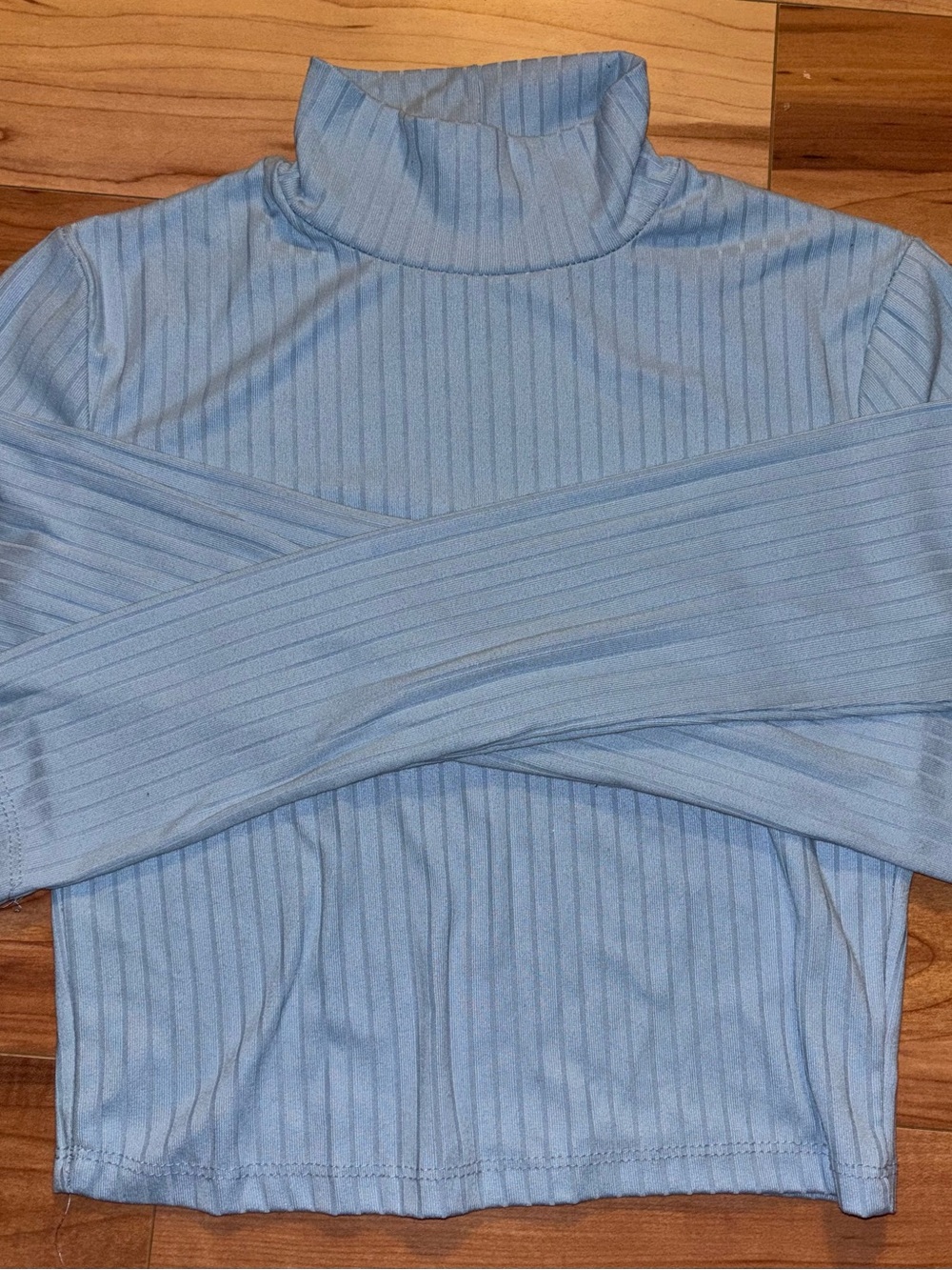 Ardene Light Blue Ribbed Cowl Neck Long Sleeved Shirt